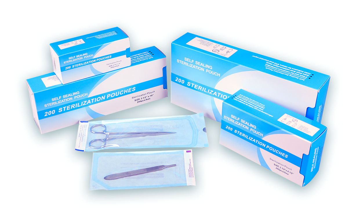 Self sealing sterilization pouch